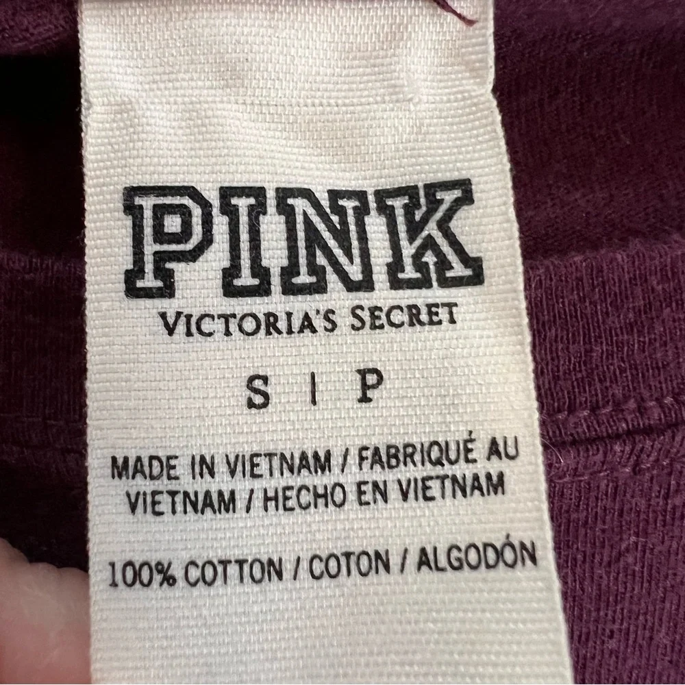 PINK VICTORIA'S SECRET Vtg Pink Bling Sequin Campus Longs Sleeve Tee